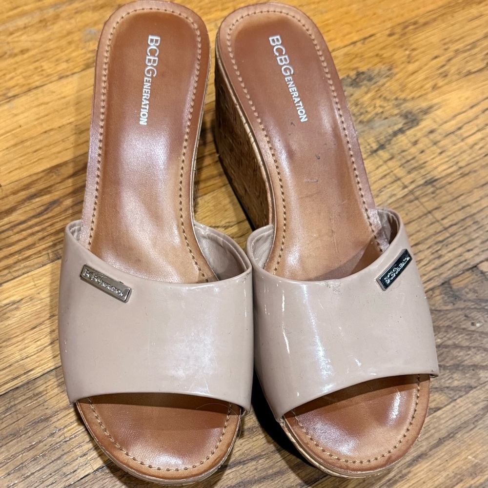 Bcbgeneration Nude Wedge Sandals - image 1